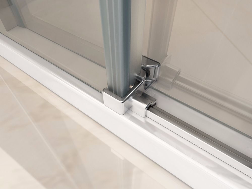 Cabine de douche porte coulissante + paroi latérale Aloni – 90 × 120 cm – Chrome, verre transparent