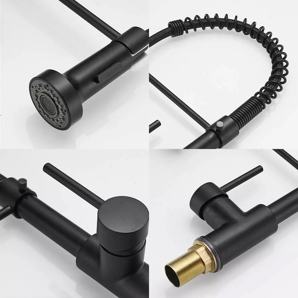Mitigeur de cuisine Aloni avec douchette extractible – noir mat