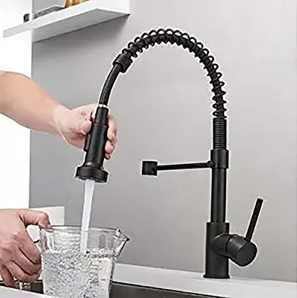Mitigeur de cuisine Aloni avec douchette extractible – noir mat