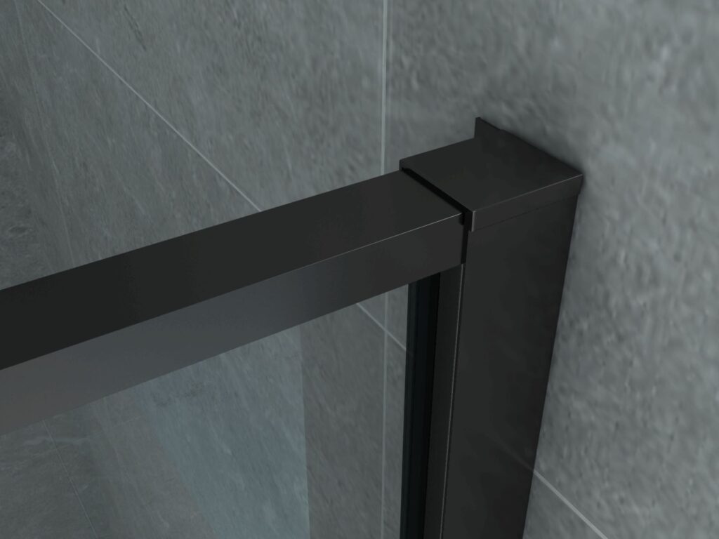 Cabine de douche porte pivotante + paroi latérale Aloni – 90 × 120 cm – Noir, verre transparent