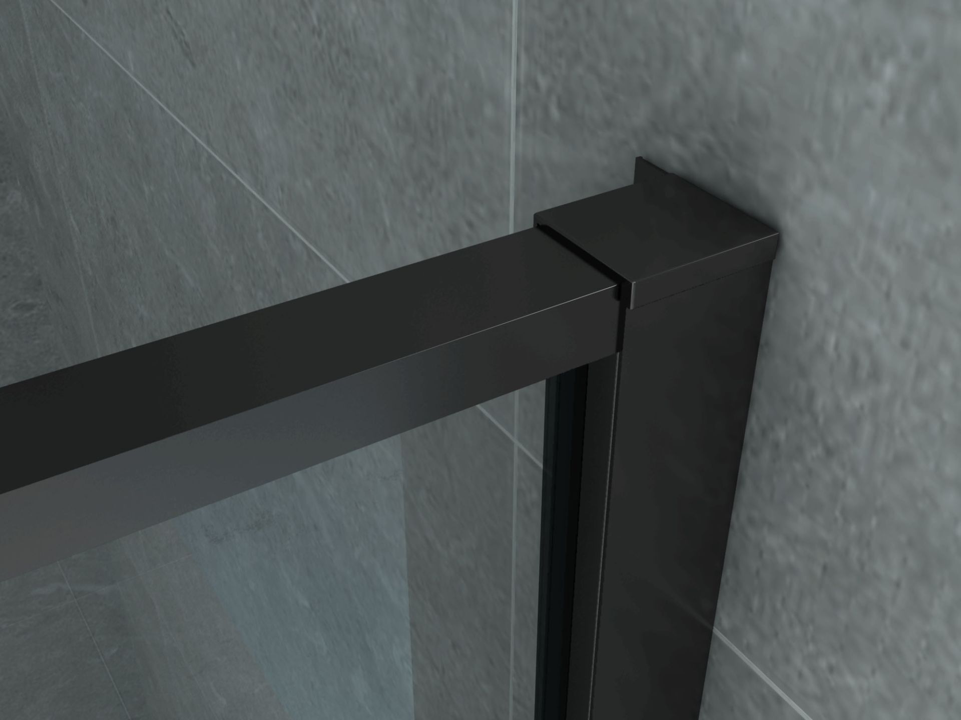 Cabine de douche porte battante + paroi latérale Aloni – 90 × 140 cm – Noir, verre transparent avec grille