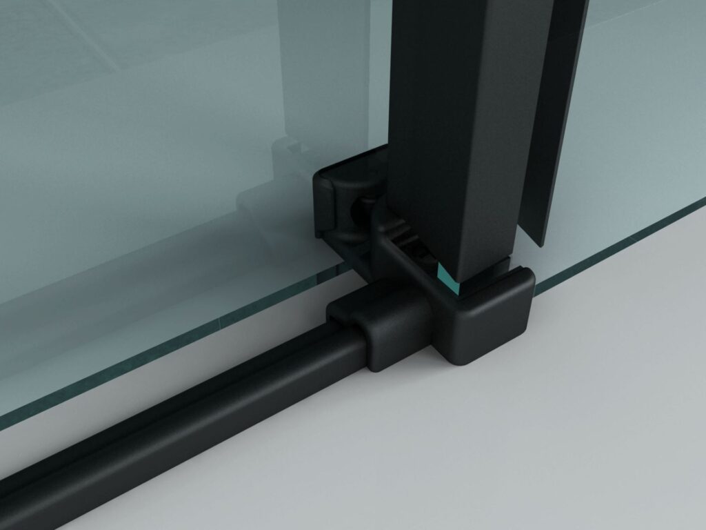 Cabine de douche porte coulissante + paroi latérale Aloni – 90 × 140 cm – Noir, verre transparent