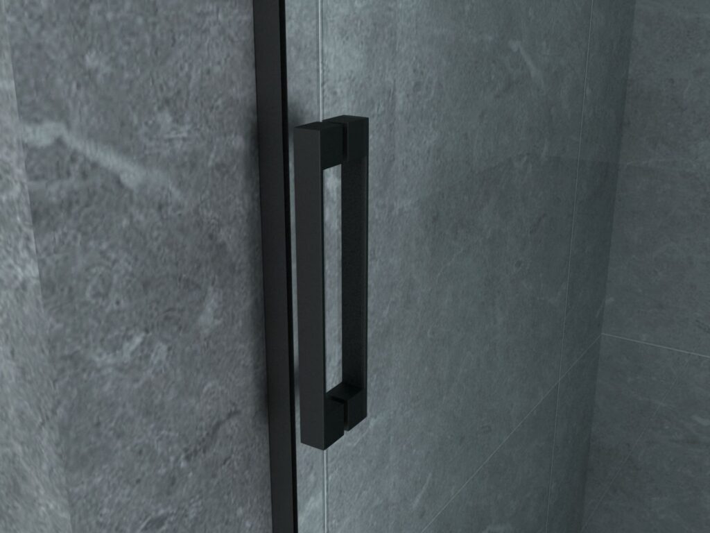 Cabine de douche porte coulissante + paroi latérale Aloni – 90 × 160 cm – Noir, verre transparent