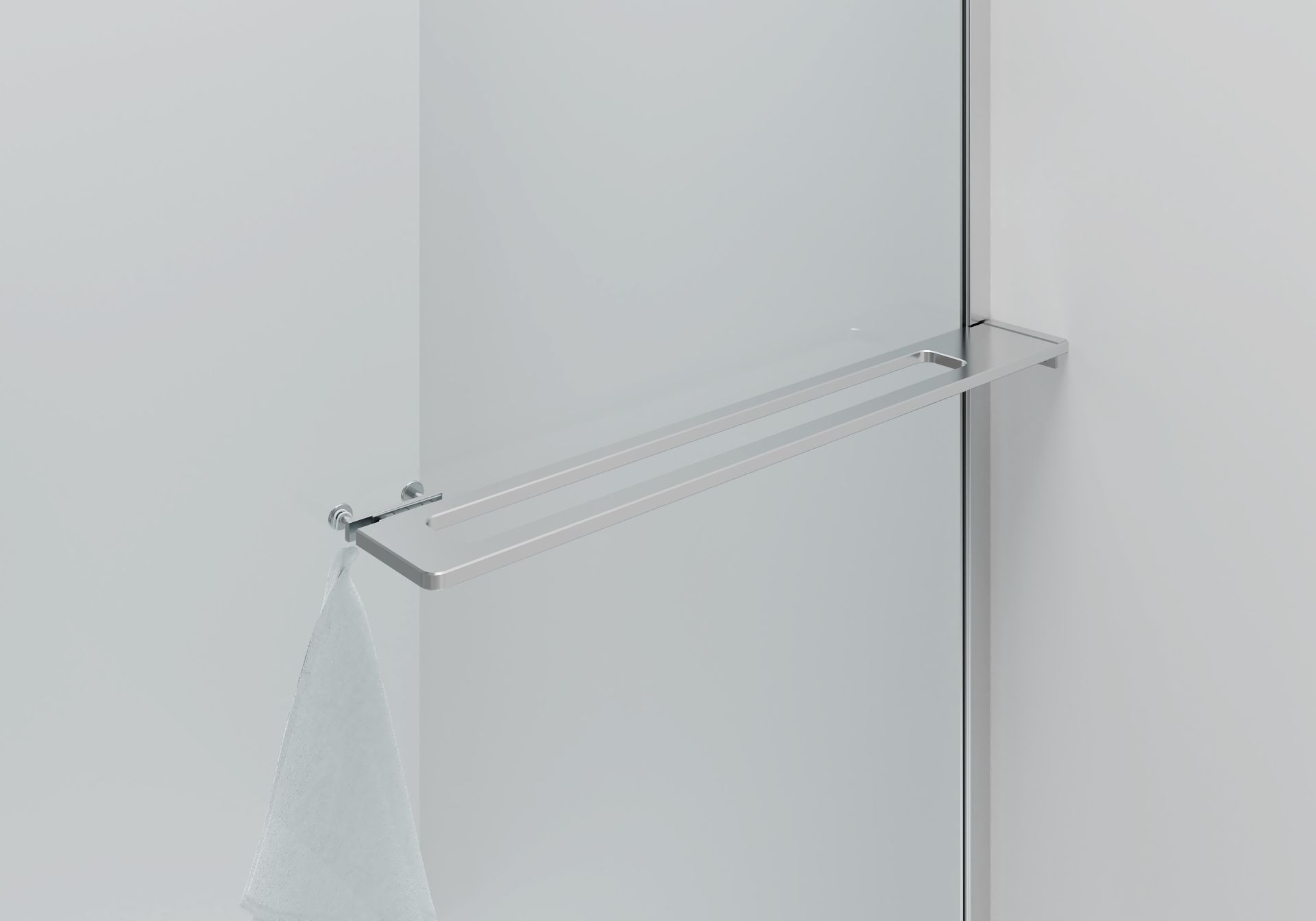 CURVY DOUCHE À L'ITALIENNE AVEC PORTE-SERVIETTE - COURBÉE - TRAITEMENT ANTI-CALCAIRE - RÉVERSIBLE - VERRE DE SÉCURITÉ 8MM - 100X200CM - CHROME - VERRE CLAIR