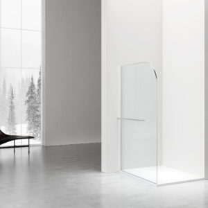 CURVY DOUCHE À L'ITALIENNE AVEC PORTE-SERVIETTE - COURBÉE - TRAITEMENT ANTI-CALCAIRE - RÉVERSIBLE - VERRE DE SÉCURITÉ 8MM - 120X200CM - CHROME - VERRE CLAIR