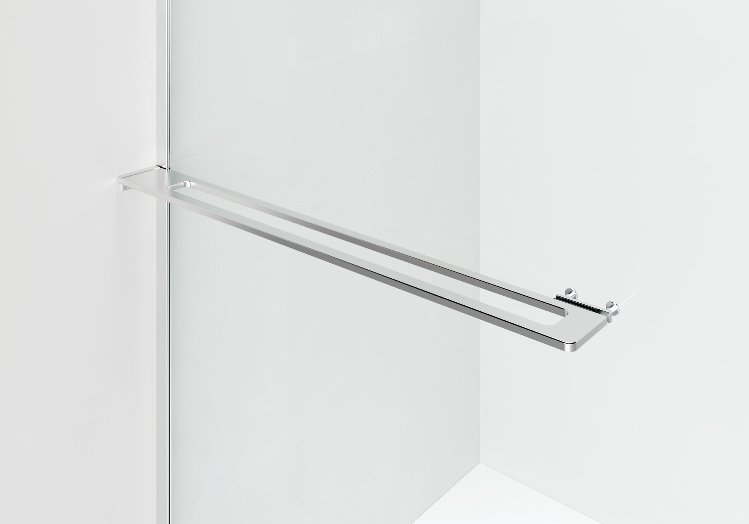 CURVY DOUCHE À L'ITALIENNE AVEC PORTE-SERVIETTE - COURBÉE - TRAITEMENT ANTI-CALCAIRE - RÉVERSIBLE - VERRE DE SÉCURITÉ 8MM - 120X200CM - CHROME - VERRE CLAIR