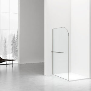 CURVY DOUCHE À L'ITALIENNE AVEC PORTE-SERVIETTE - COURBÉE - TRAITEMENT ANTI-CALCAIRE - RÉVERSIBLE - VERRE DE SÉCURITÉ 8MM - 120X200CM - GUNMETAL - VERRE CLAIR