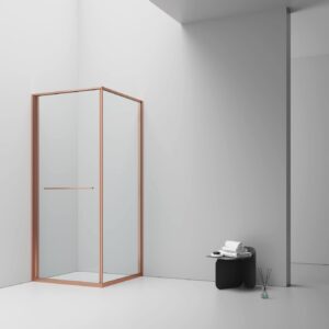 Cabine de douche Inslide porte coulissante intérieure Aloni – 90 × 90 cm – Cuivre brossé, verre transparent