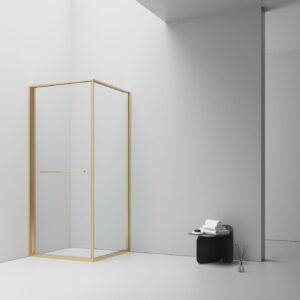 Cabine de douche Inslide porte coulissante intérieure Aloni – 90 × 90 cm – Or brossé, verre transparent