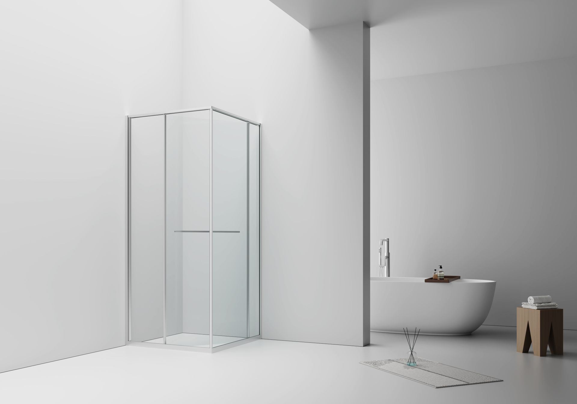 Cabine de douche Inslide porte coulissante intérieure Aloni – 90 × 90 cm – Chrome, verre transparent
