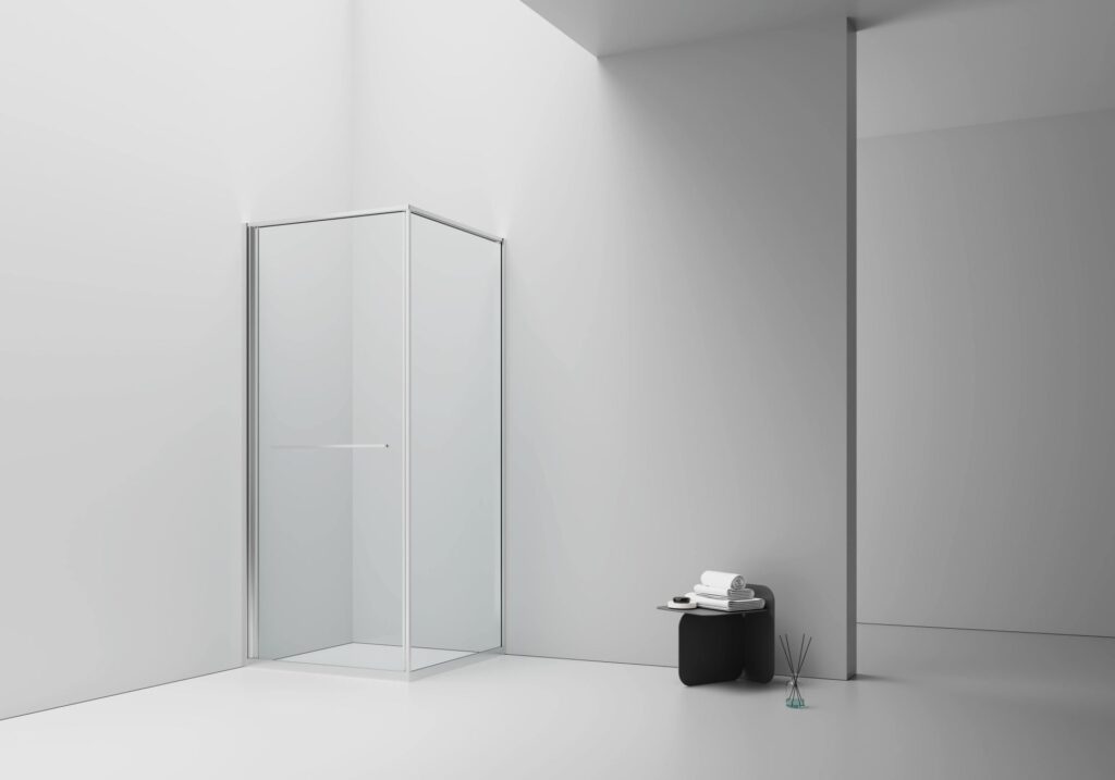 Cabine de douche Inslide porte coulissante intérieure Aloni – 90 × 90 cm – Chrome, verre transparent