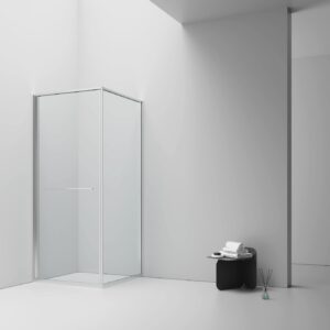 Cabine de douche Inslide porte coulissante intérieure Aloni – 90 × 90 cm – Chrome, verre transparent