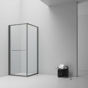 Cabine de douche Inslide porte coulissante intérieure Aloni – 90 × 90 cm – Gunmetal, verre transparent