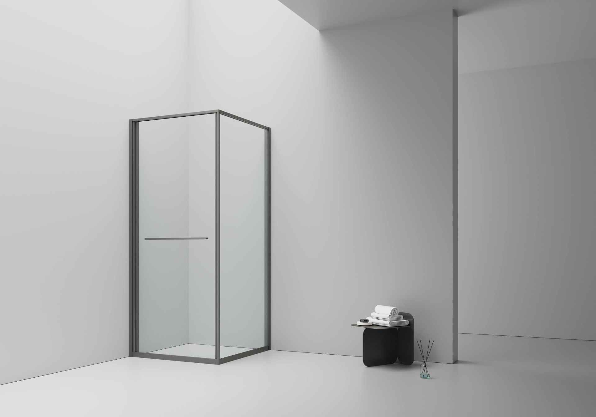 Cabine de douche Inslide porte coulissante intérieure Aloni – 90 × 90 cm – Gunmetal, verre transparent