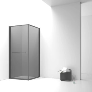 Cabine de douche Inslide porte coulissante intérieure Aloni – 90 × 90 cm – Noir mat, verre fumé