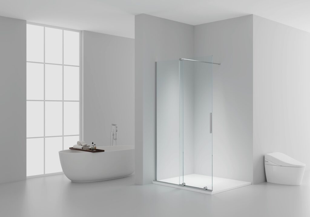 X-SLIDE DOUCHE À L'ITALIENNE AVEC PORTE COULISSANTE - PORTE COULISSANTE POUR NICHE – TRAITEMENT ANTICALCAIRE – RÉVERSIBLE – VERRE DE SÉCURITÉ 8MM – 120X200CM – CHROME – VERRE CLAIR