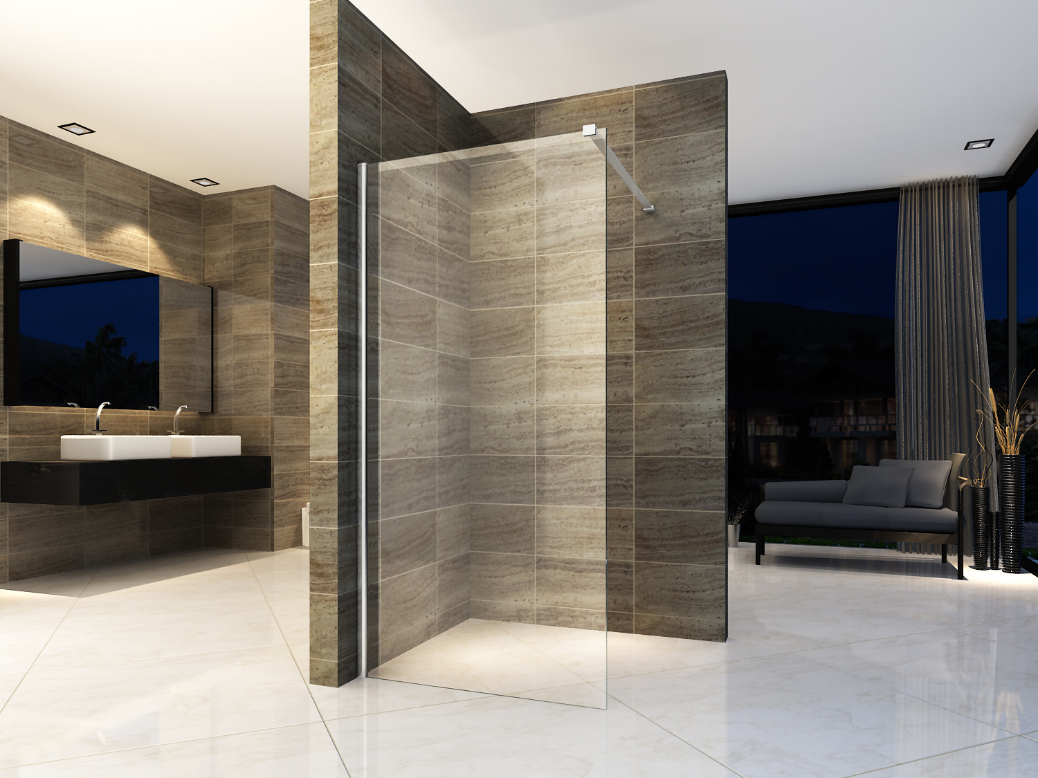 ALONI DOUCHE À L’ITALIENNE - 500X2000MM - CHROME-VERRE CLAIR