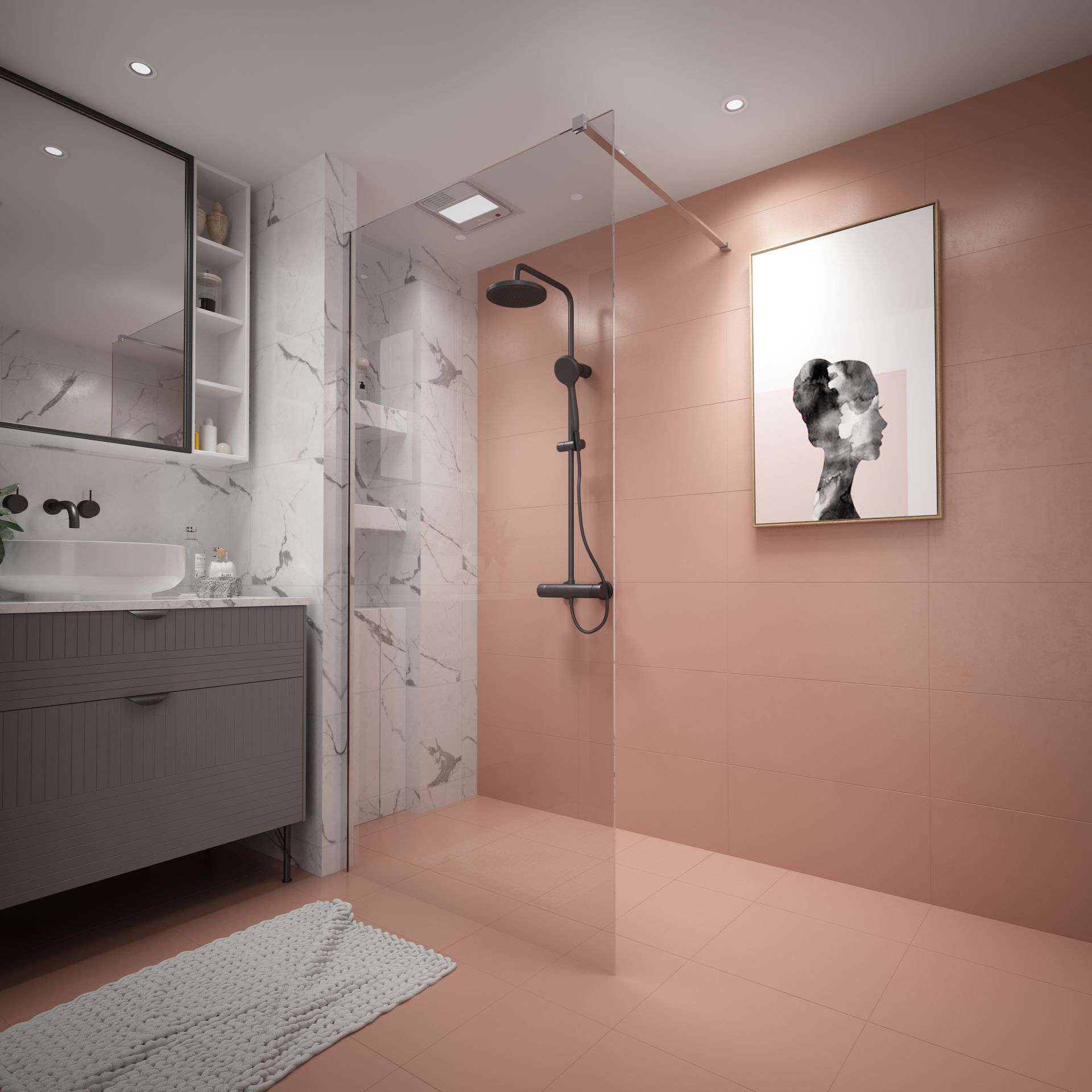 ALONI ECO DOUCHE À L’ITALIENNE - 1000X2000MM - CHROME-VERRE CLAIR