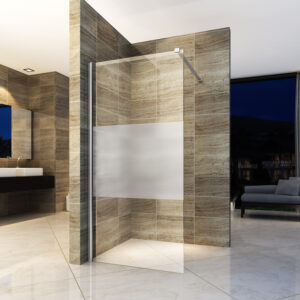 ALONI DOUCHE À L’ITALIENNE - 1000X2000MM - CHROME- VERRE CLAIR AVEC BANDE MATE