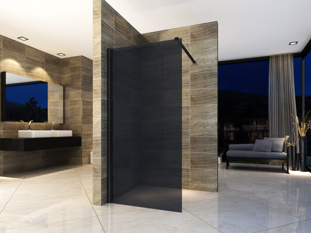 ALONI DOUCHE À L’ITALIENNE - 1200X2000MM - NOIR MAT -VERRE GRIS FUMÉ
