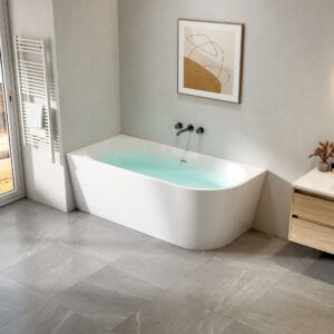 Baignoire d'angle gauche Aloni – 170 × 78 cm – Blanc brillant, acrylique