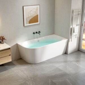 Baignoire d'angle droite Aloni – 170 × 78 cm – Blanc brillant, acrylique
