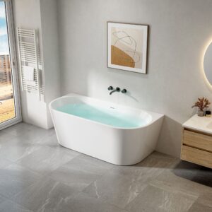 Baignoire semi-îlot Aloni – 170 × 78 cm – Blanc brillant, acrylique