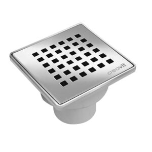 Siphon de sol pvc avec grille inox, carré sortie verticale 15x15 Ø50 – Aloni