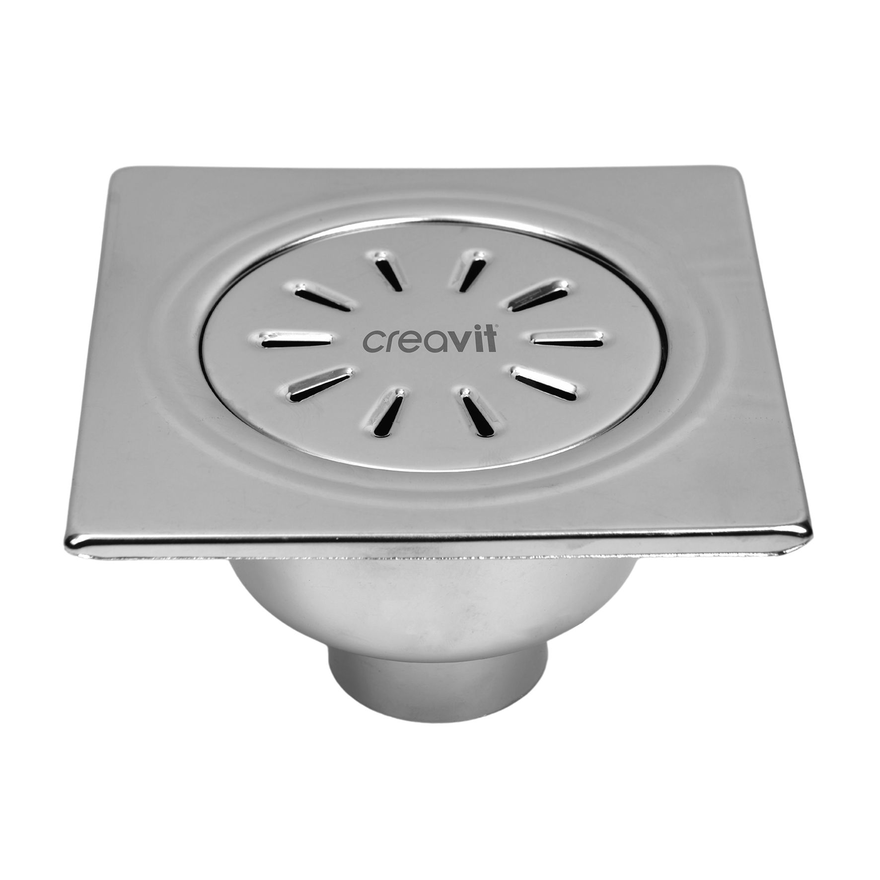 Siphon de sol inox, carré sortie verticale 15x15 Ø50 – Aloni