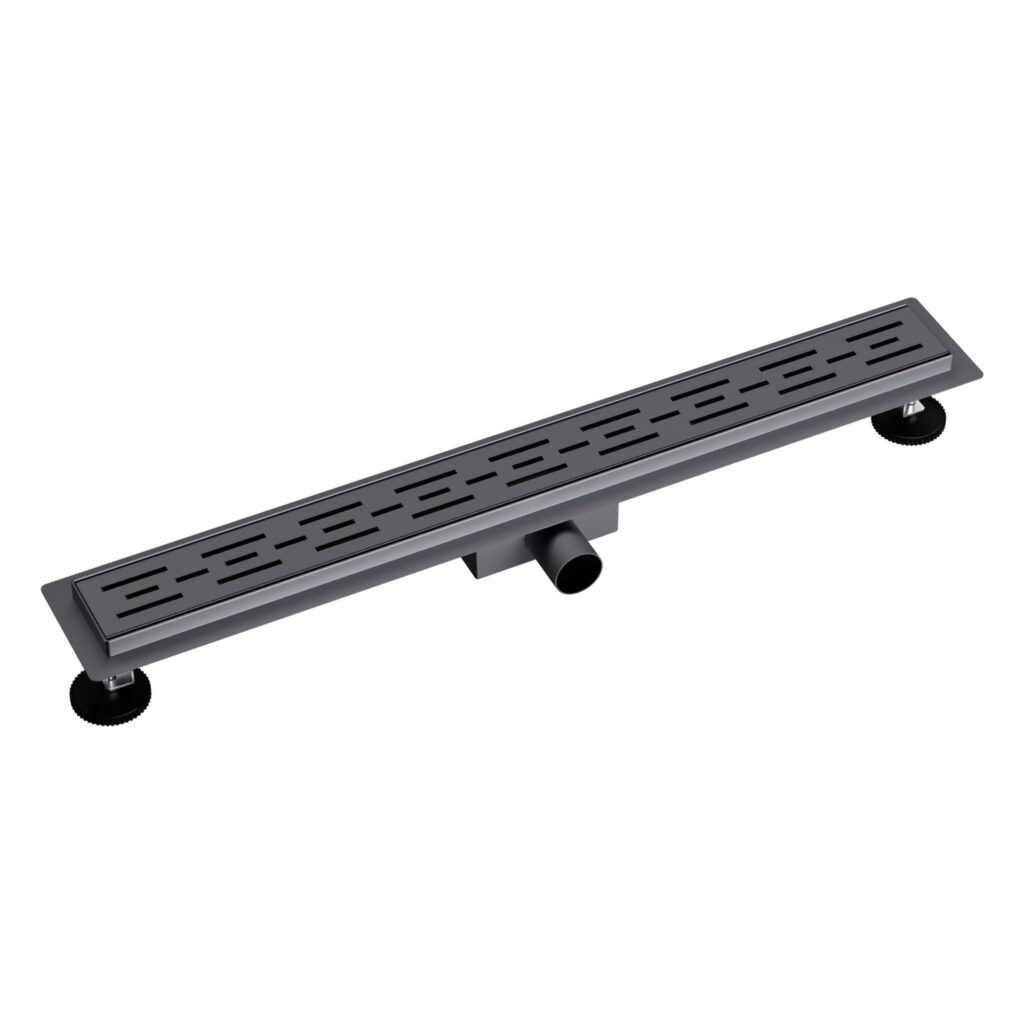 Caniveau de douche Aloni avec grille – 90 × 11 cm – Gunmetal brossé, acier inoxydable