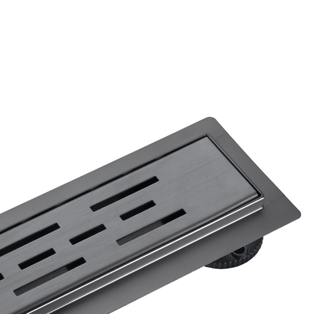 Caniveau de douche Aloni avec grille – 80 × 11 cm – Gunmetal brossé, acier inoxydable