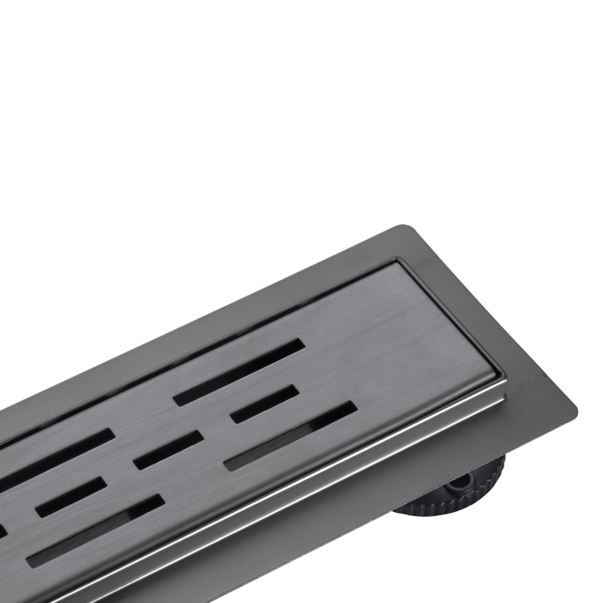Caniveau de douche Aloni avec grille – 100 × 11 cm – Gunmetal brossé, acier inoxydable