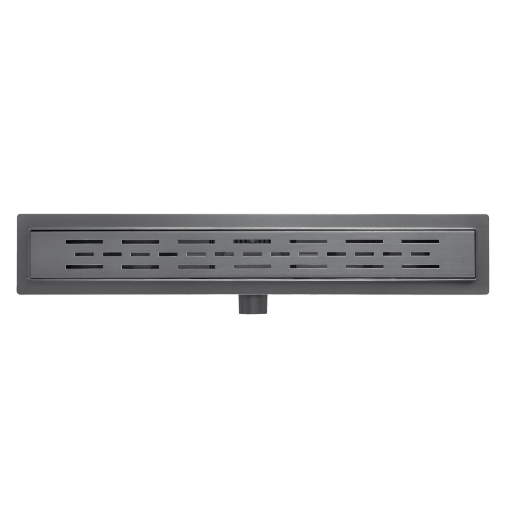 Caniveau de douche Aloni avec grille – 100 × 11 cm – Gunmetal brossé, acier inoxydable