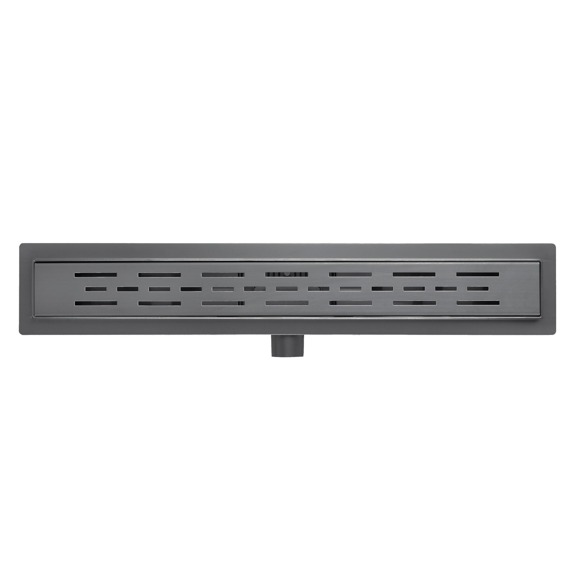 Caniveau de douche Aloni avec grille – 50 × 11 cm – Gunmetal brossé, acier inoxydable