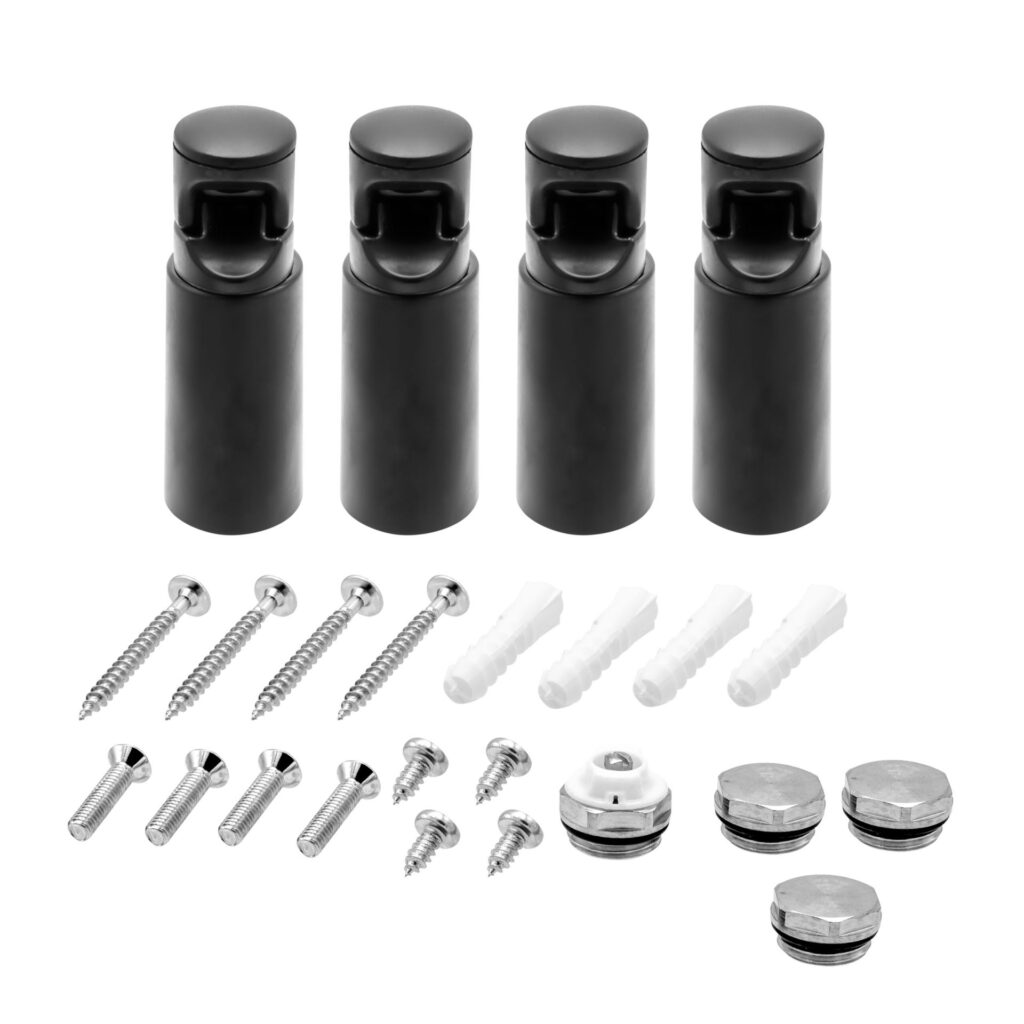 Kit de montage sèche-serviettes (lot de 4) – noir mat