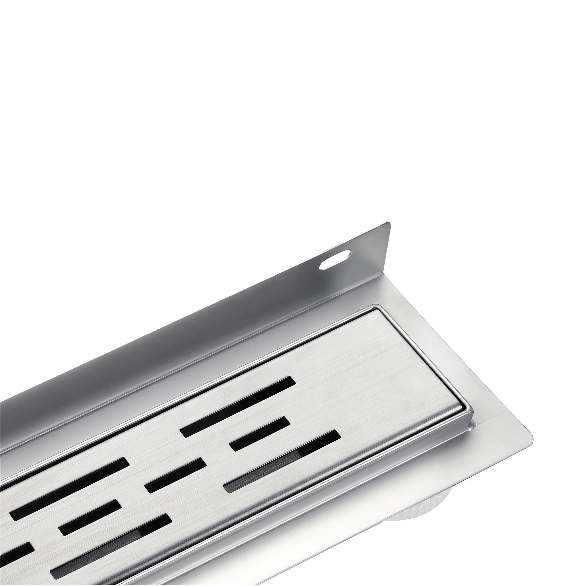 Caniveau de douche Aloni à bride murale avec grille – 80 × 11 cm – Inox brossé, acier inoxydable