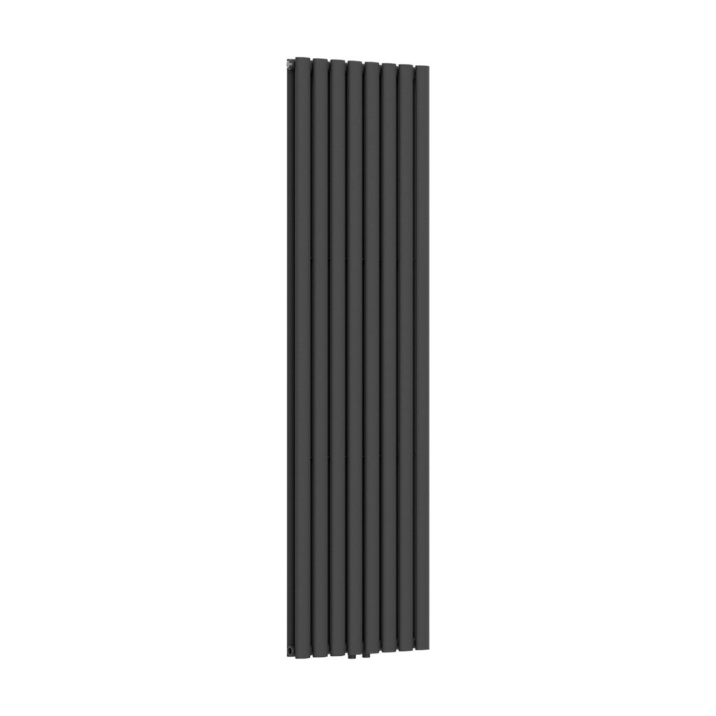 Radiateur vertical Verti Oval double (2×8 éléments) – 1800 × 480 mm – 1 640 W – noir mat
