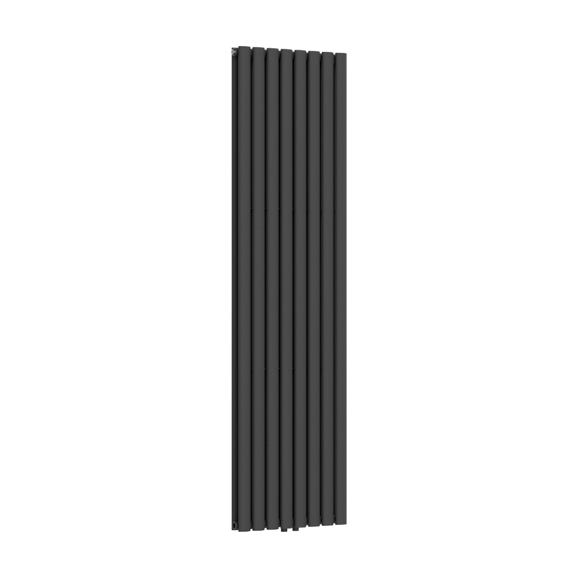 Radiateur vertical Verti Oval double (2×8 éléments) – 1800 × 480 mm – 1 640 W – noir mat