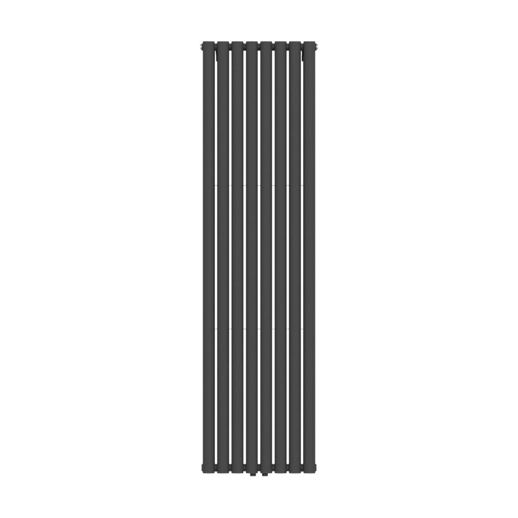 Radiateur vertical Verti Oval double (2×8 éléments) – 1800 × 480 mm – 1 640 W – noir mat