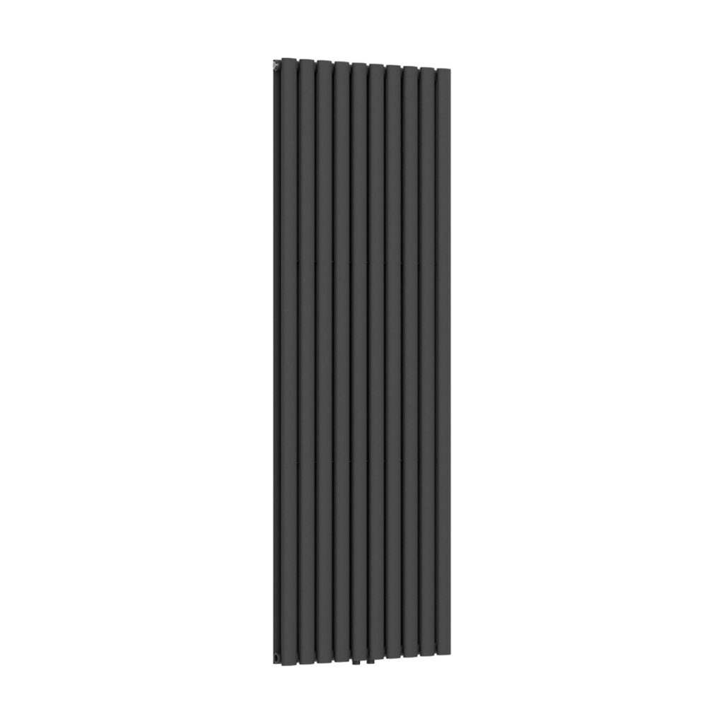 Radiateur vertical Verti Oval double (2×10 éléments) – 1800 × 600 mm – 2 050 W – noir mat