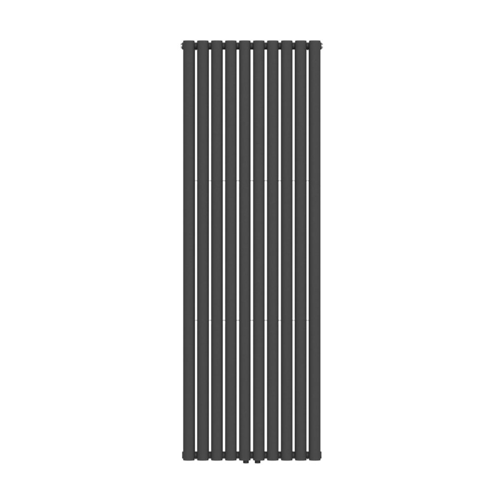 Radiateur vertical Verti Oval double (2×10 éléments) – 1800 × 600 mm – 2 050 W – noir mat