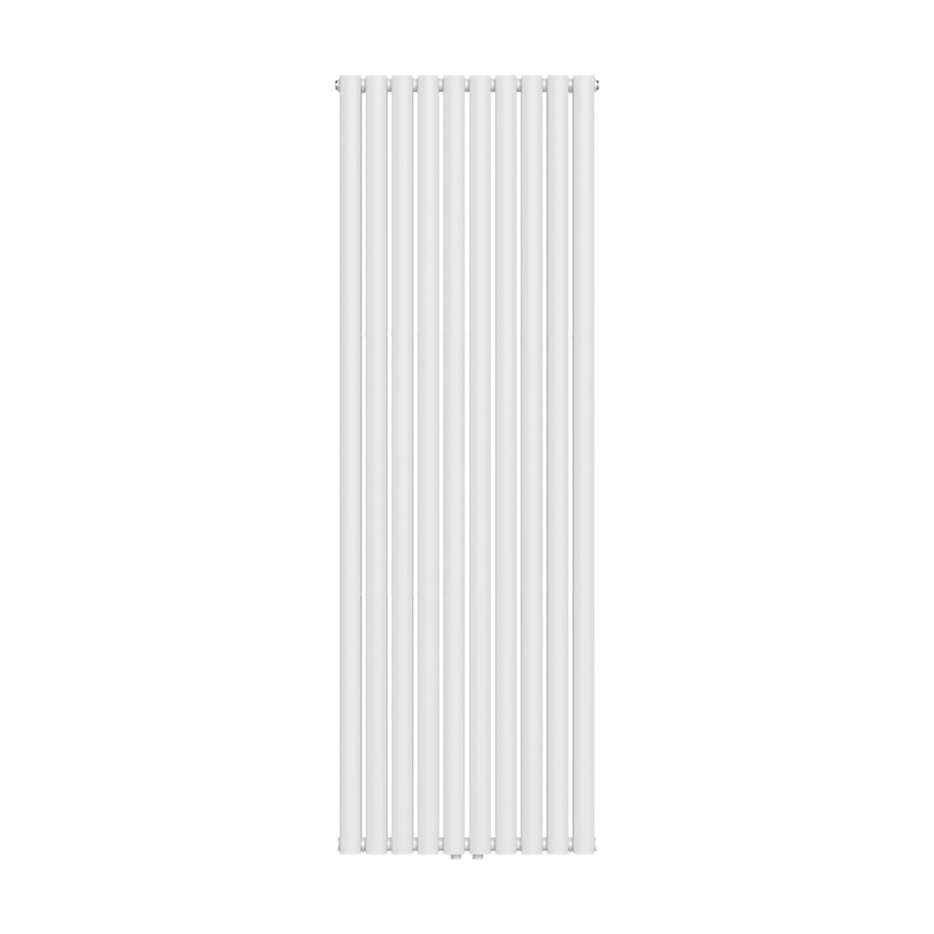 Radiateur vertical Verti Oval double (2×10 éléments) – 1800 × 600 mm – 2 050 W – blanc brillant