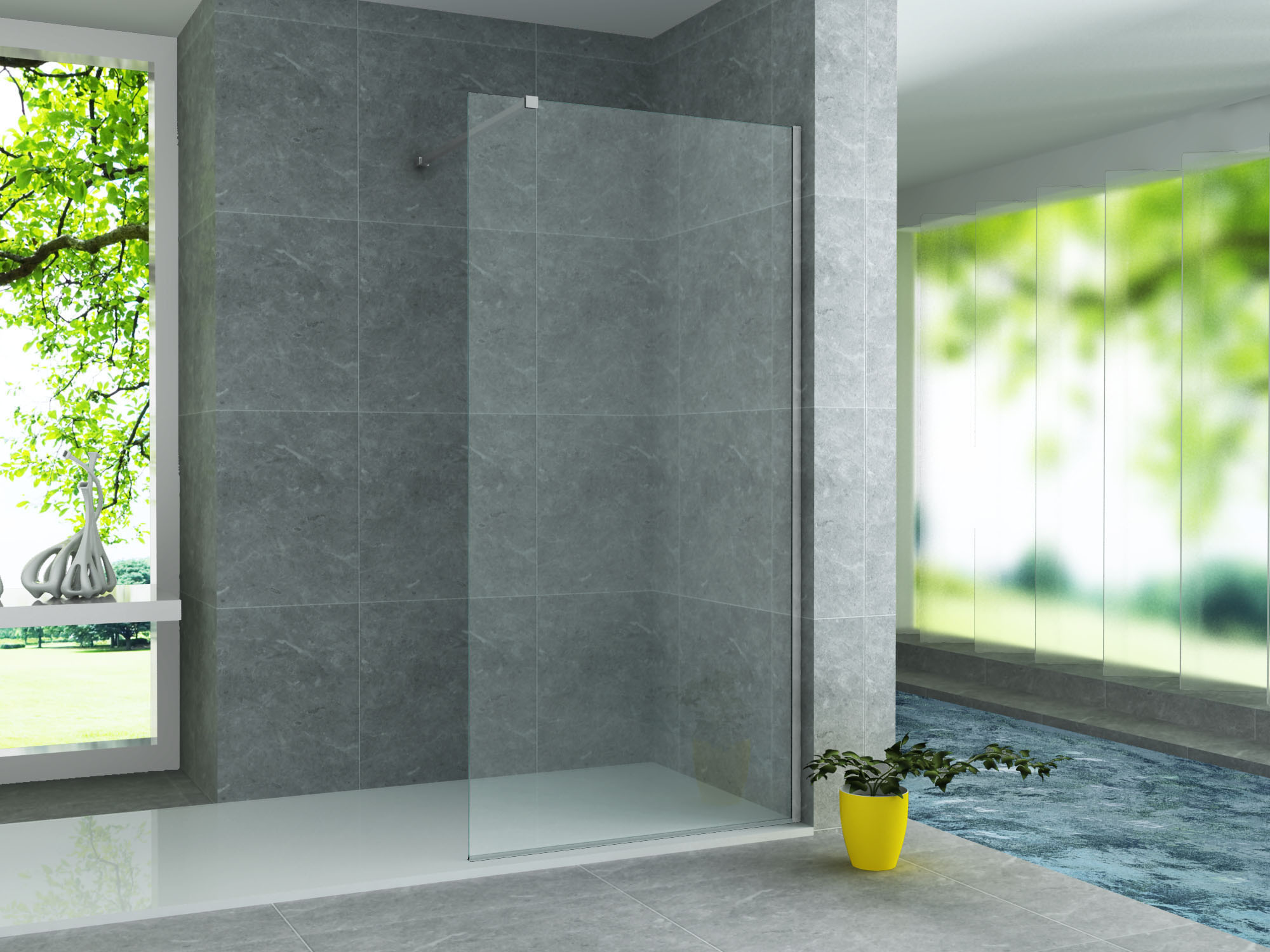 ALONI PROFIL MURAL POUR PAROI DE DOUCHE - 200 CM - CHROME