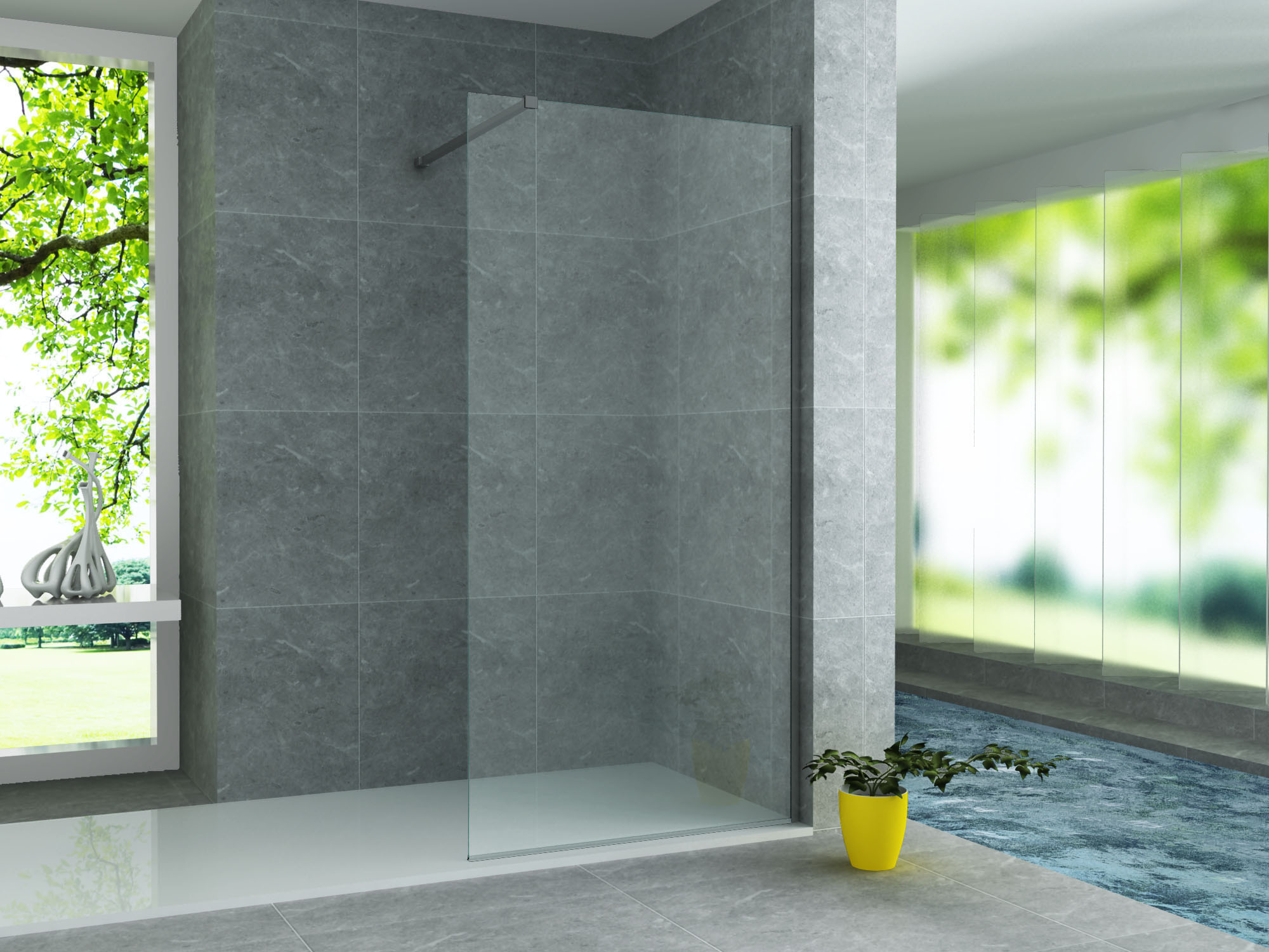 ALONI PAROI EN VERRE POUR DOUCHE À L’ITALIENNE - 1400X 2000MM - VERRE CLAIR