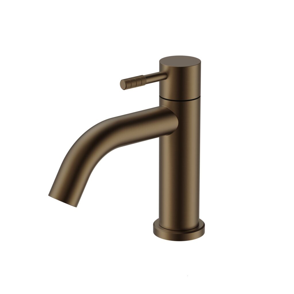Robinet d'eau froide Stria – poignée striée – sans bonde – brun bronzé (PVD)