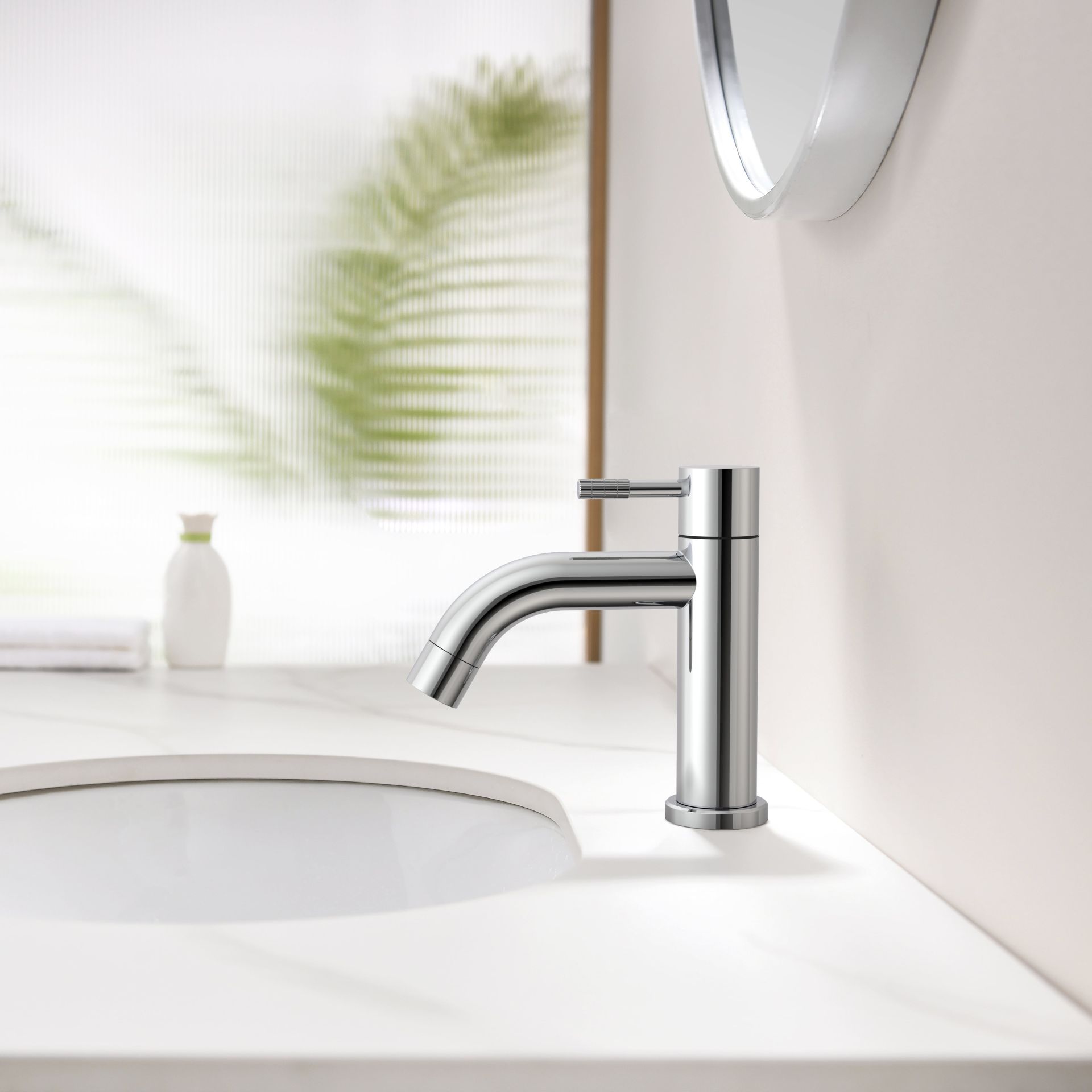 Robinet d'eau froide Stria – poignée striée – sans bonde – chrome