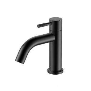Robinet d'eau froide Stria – poignée striée – sans bonde – noir mat (PVD)
