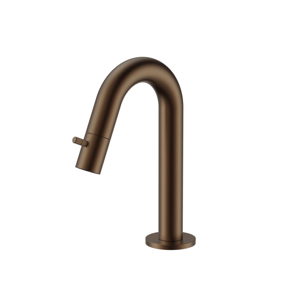 Robinet d'eau froide Stria – bec courbé – sans bonde – brun bronzé (PVD)