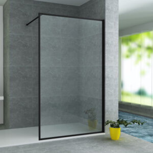 ALONI DOUCHE À L’ITALIENNE AVEC CADRE - 900X2000MM - NOIR MAT-VERRE CLAIR