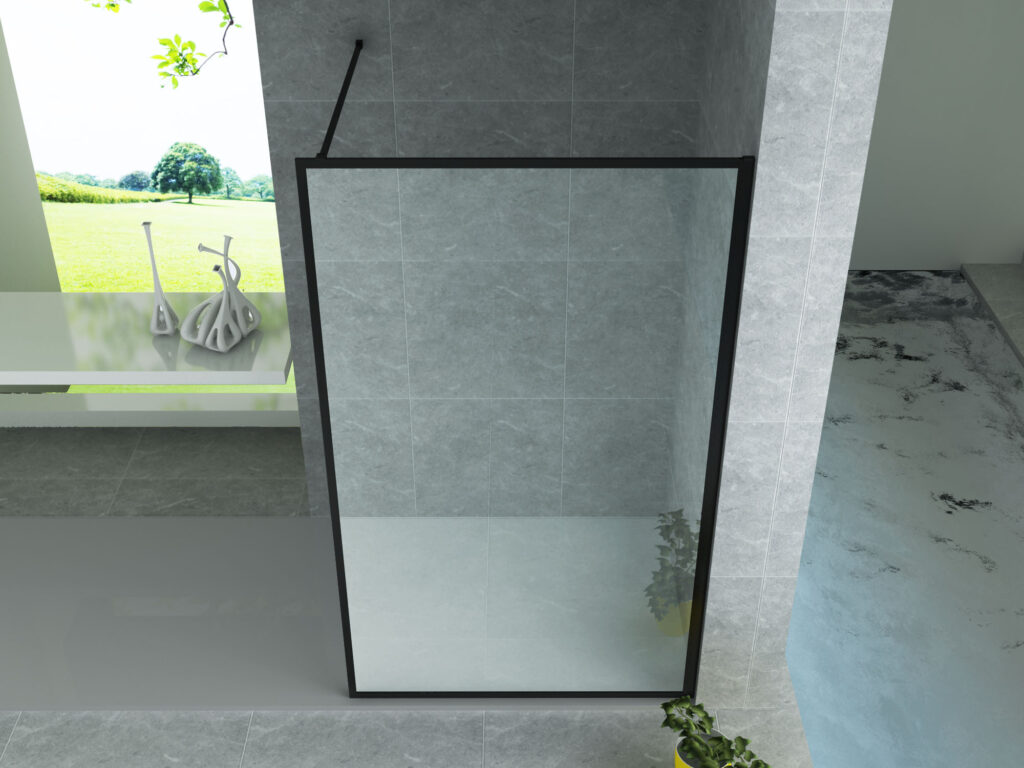 ALONI DOUCHE À L’ITALIENNE AVEC CADRE - 1200X2000MM - NOIR MAT-VERRE CLAIR